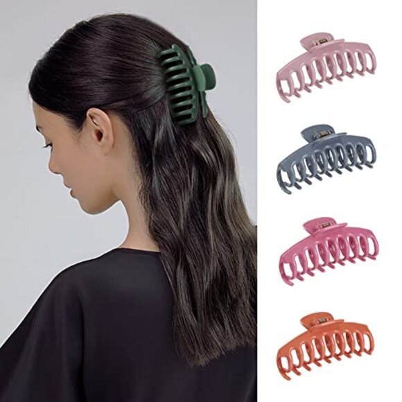 Large 4.3 Inch Hair Claw Clips 12 Pack Durable Plastic Barrettes - Picture 8 of 8
